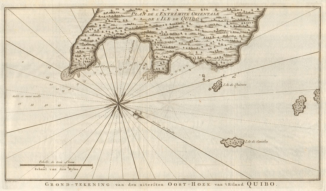 Plan de… l’lle de Quibo'. Cioba Island, Panama. BELLIN/SCHLEY 1757 old map: Title: Plan de… l’lle de Quibo'. Cioba Island, Panama. BELLIN/SCHLEY 1757 old map Description: Plan de l’Extrémité Orientale de l’lle de Quibo [Plan of the eastern en