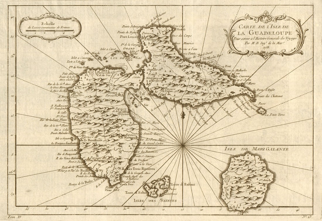 Carte de l'Isle de la Guadeloupe', Marie-Galante & Saintes. BELLIN 1759 map (1 of 1)
