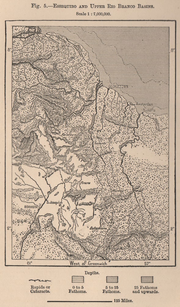 Essequibo and upper Rio Branco Basins. Guyana. Janjanbureh 1885 old map (1 of 1)