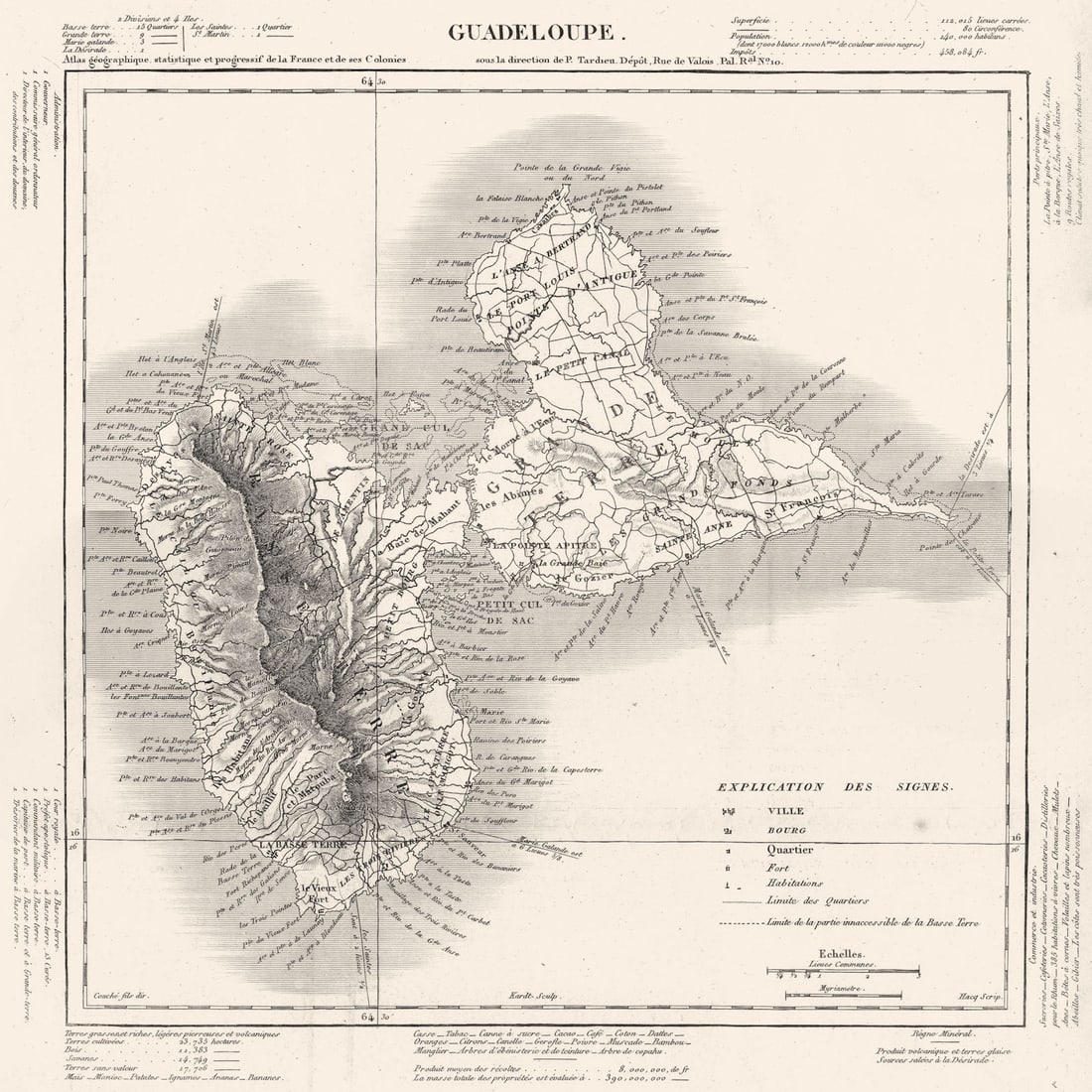 WEST INDIES. Guadeloupe. Tardieu 1830 old antique vintage map plan chart: Title: WEST INDIES. Guadeloupe. Tardieu 1830 old antique vintage map plan chart Description: Guadeloupe' by Tardieu, Ambroise. Published 1830. Antique engraved map. The text around the outside of the