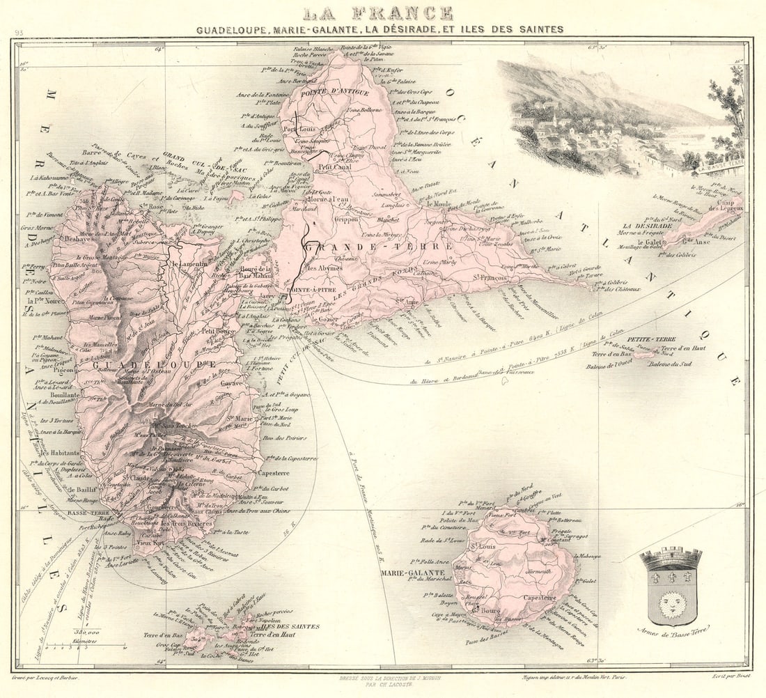 GUADELOUPE. Marie-Galante, Désirade, Iles des Saintes.Vuillemin. 1903 old map (1 of 1)