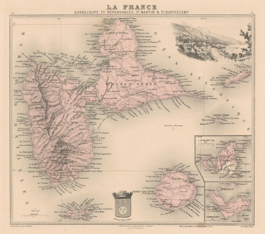 French West Indies. Guadeloupe Marie-Galante St. Martin St. Barthélemy 1890 map: Title: French West Indies. Guadeloupe Marie-Galante St. Martin St. Barthélemy 1890 map Description: Guadeloupe et dépendances, St. Martin & St. Barthélemy' by Vuillemin, Alexandre.