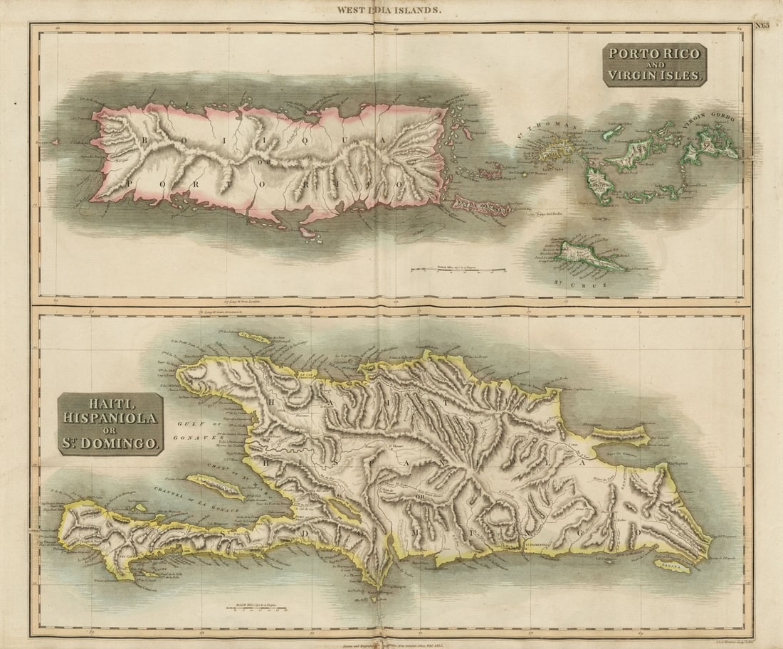 Puerto Rico & Virgin Islands. Haiti, Hispaniola or St. Domingo. THOMSON 1817 map (1 of 1)