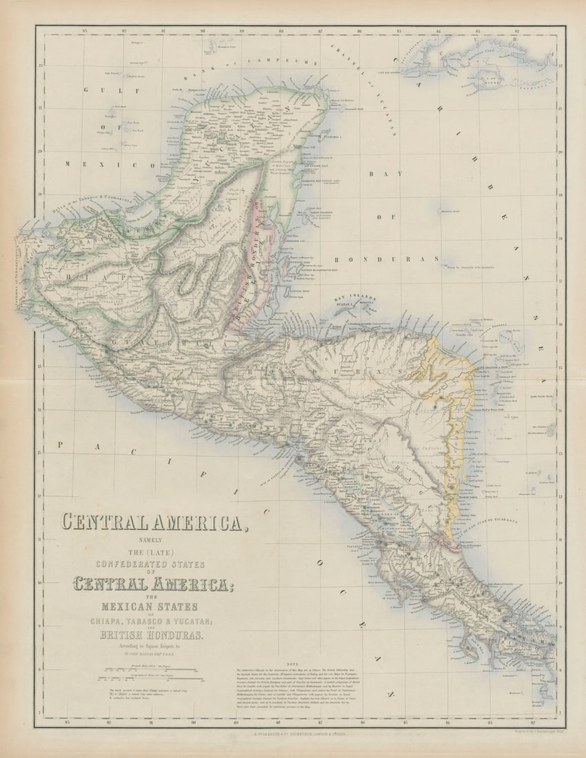 Central America. Mexico Chiapa, Tabasco & Yucatan. Belize &c. SWANSTON 1860 map (1 of 1)