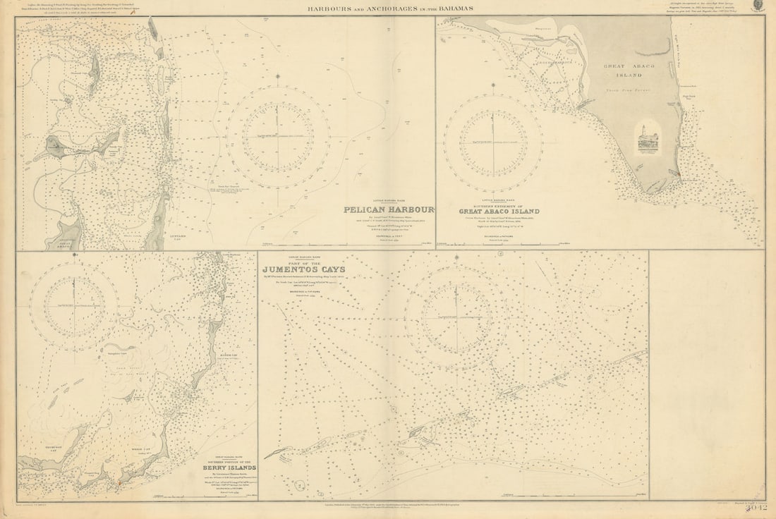 Bahamas harbours Pelican Abaco Berry I Jumentos ADMIRALTY chart 1899 (1920) map (1 of 1)
