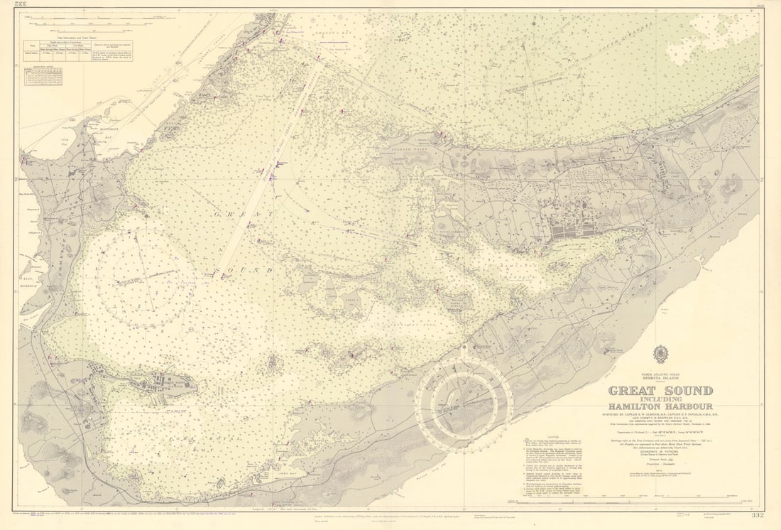 Bermuda Great Sound. Hamilton Harbour ADMIRALTY sea chart 1941 (1956) old map (1 of 1)