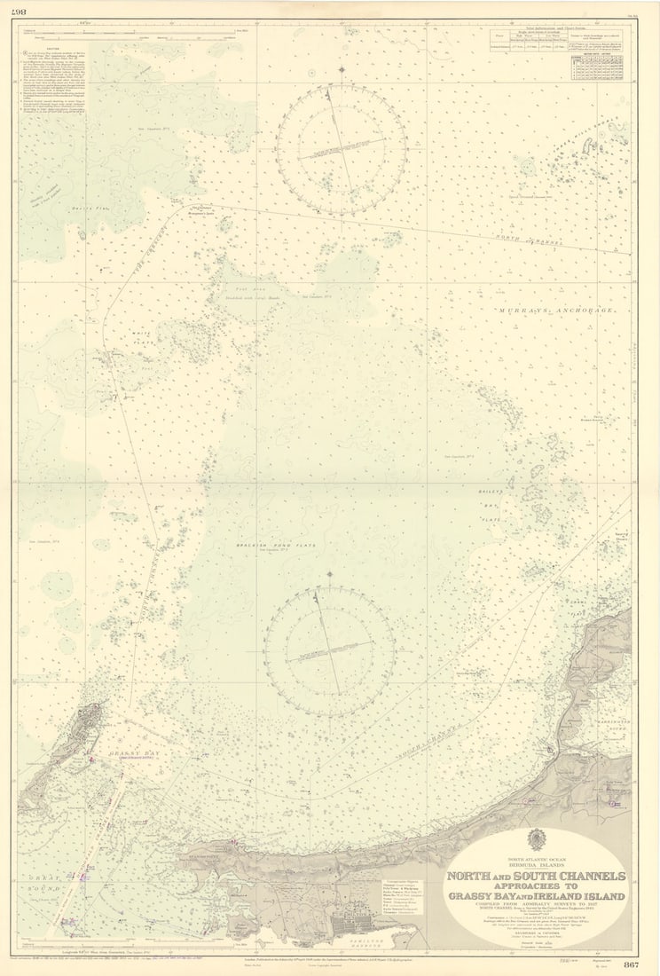 Bermuda Hamilton Grassy Bay approach North Shore ADMIRALTY chart 1948 (1956) map (1 of 1)