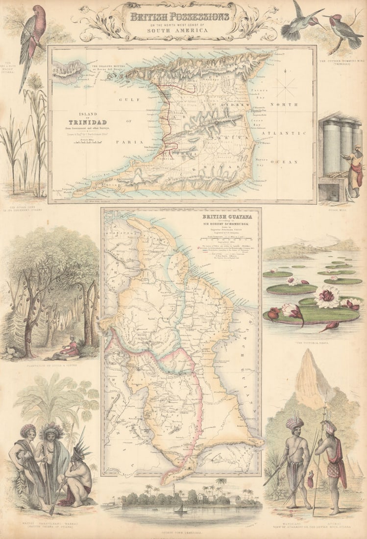 British South America Possessions. Trinidad & Guyana. FULLARTON c1863 old map (1 of 1)