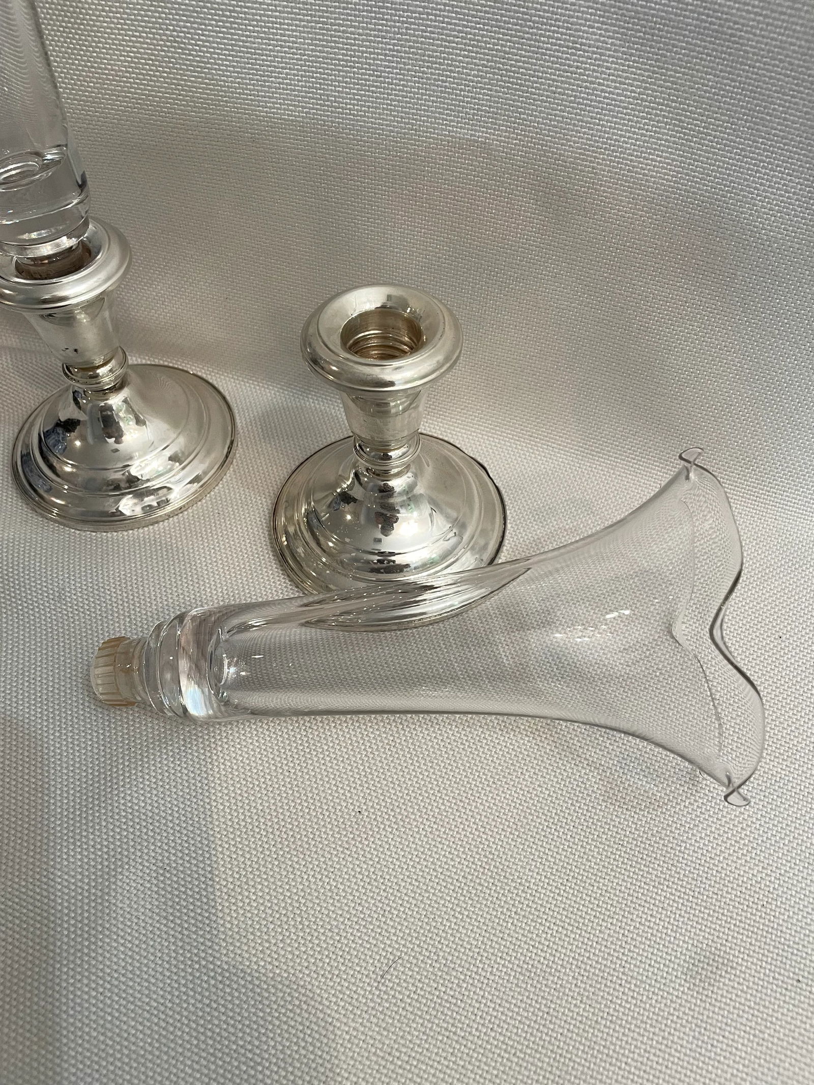 Early 20th Century Frank M Whiting Sterling Silver and Blown Glass Bud Vases - a Pair - 7