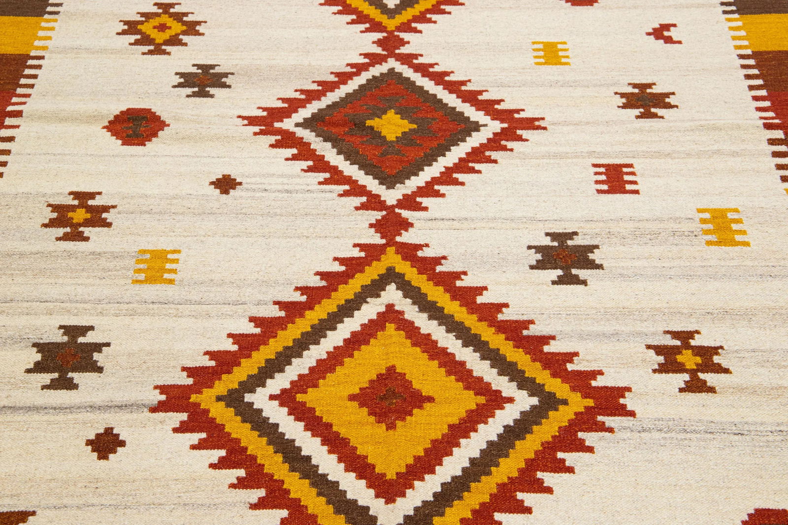 2020s Modern Kilim Handmade Multicolor Geometric Wool Rug - 2