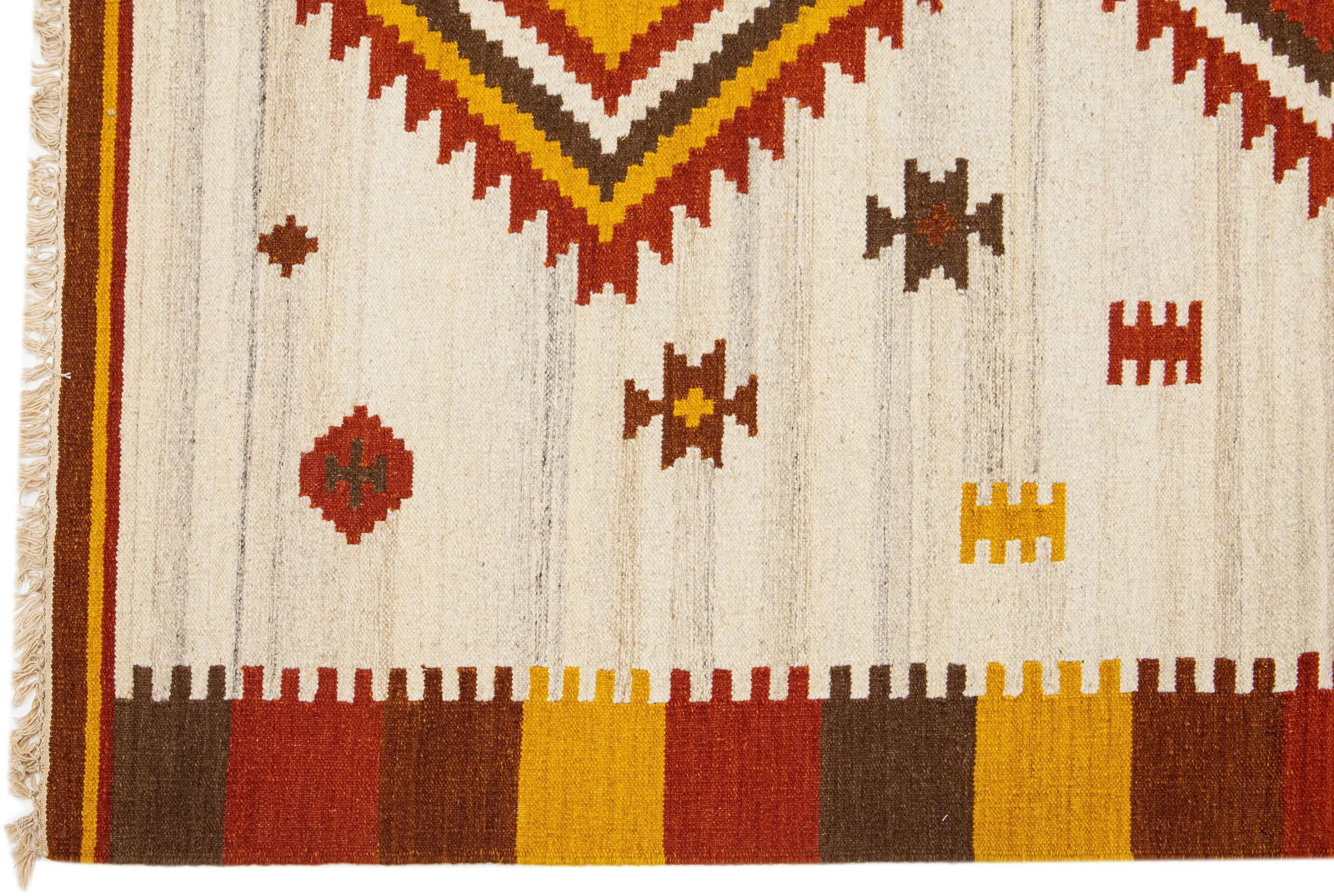 2020s Modern Kilim Handmade Multicolor Geometric Wool Rug - 4