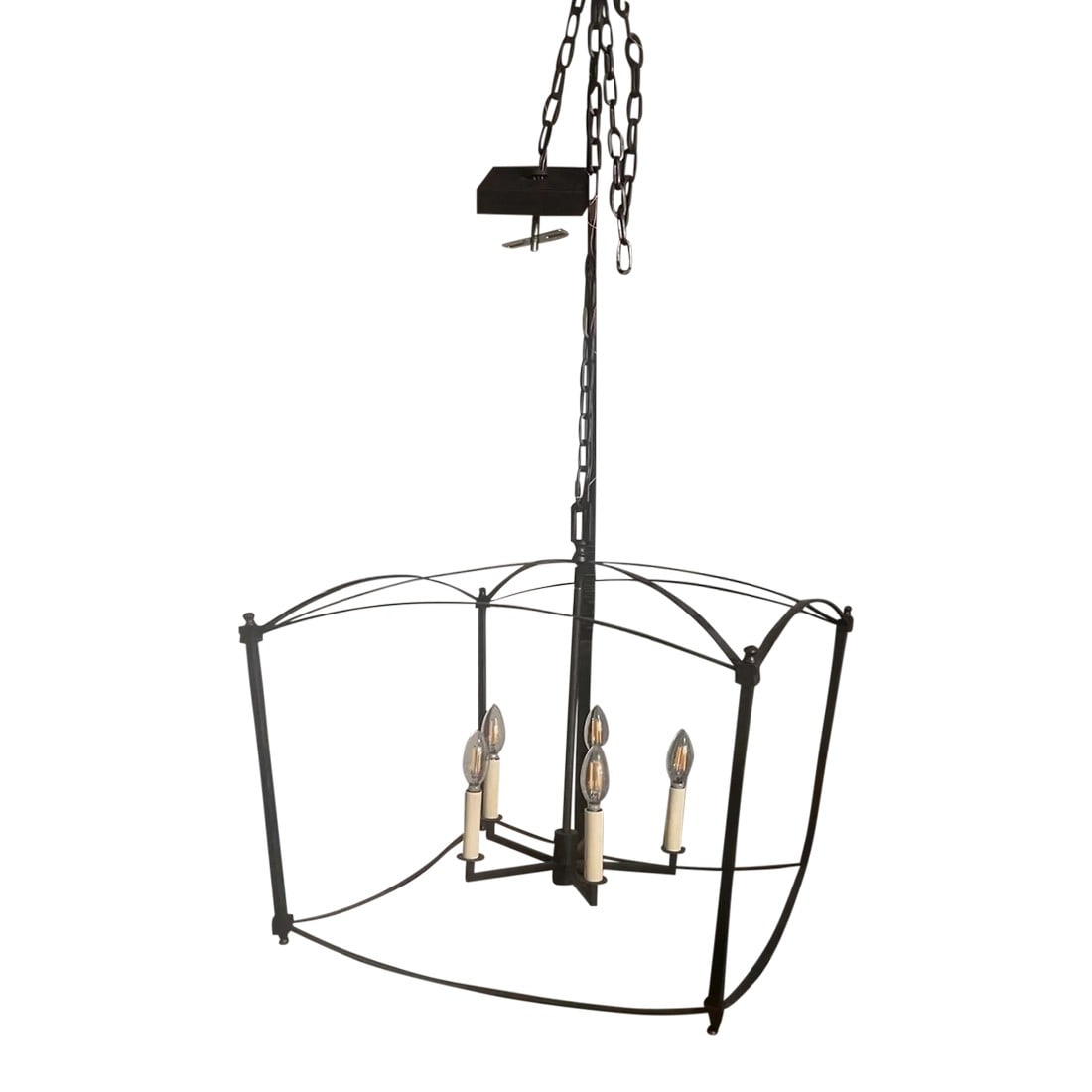 Visual Comfort & Co. Wide Lantern Thayer Series Chandelier: NOTE: Delivery: Occasional delivery is available throughout the East Coast at competitive rates. Please inquire for availability and a quote. Thayer collection series. This chandelier features 5