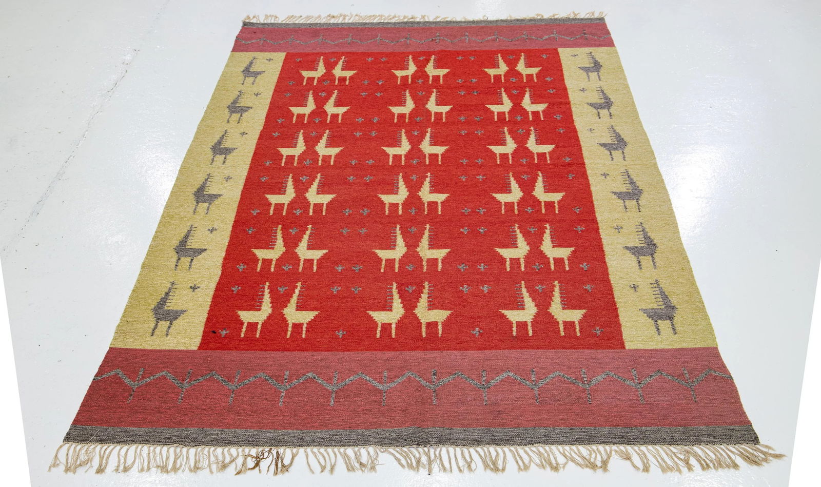 1960s Vintage Kilim Handmade Multicolor Geometric Wool Rug - 3