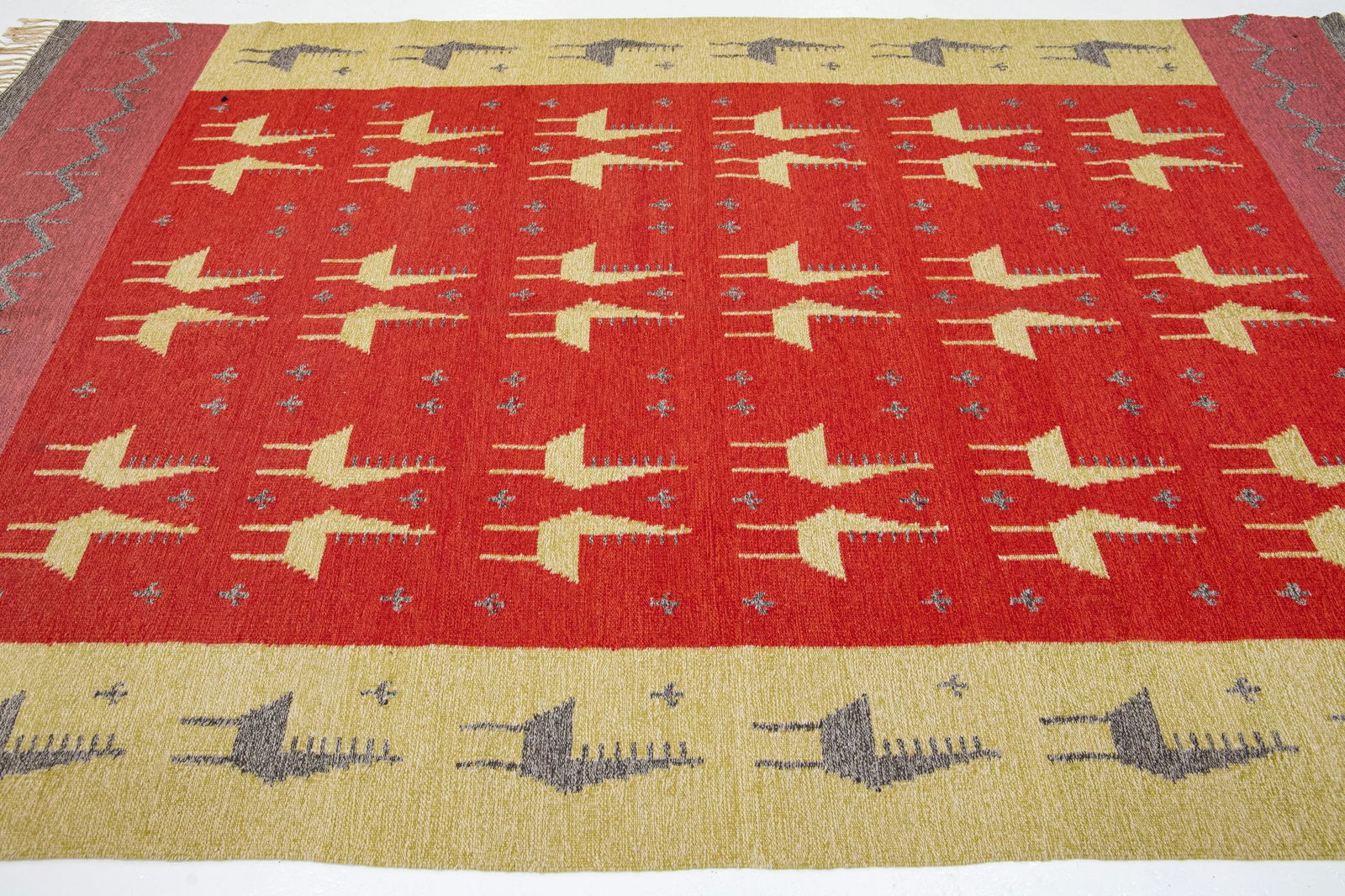 1960s Vintage Kilim Handmade Multicolor Geometric Wool Rug - 5