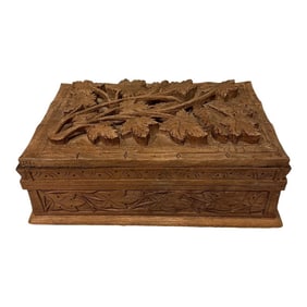 Vintage Hand Carved Walnut Box
