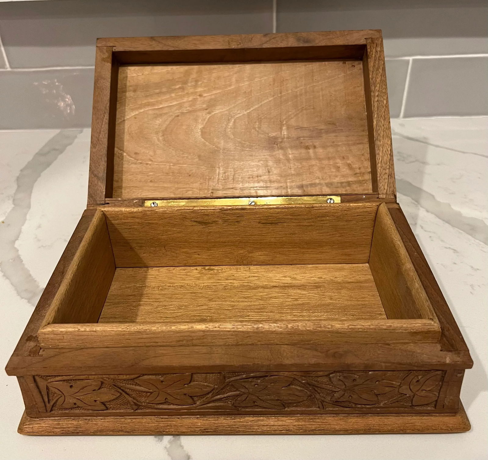Vintage Hand Carved Walnut Box - 2