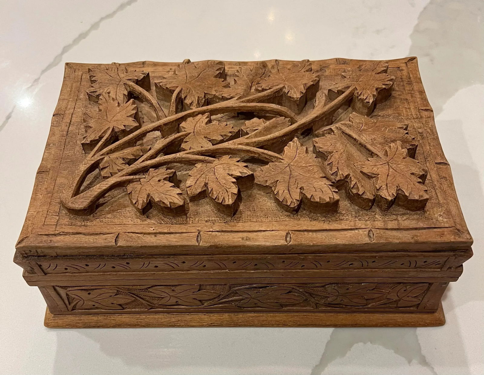 Vintage Hand Carved Walnut Box - 6
