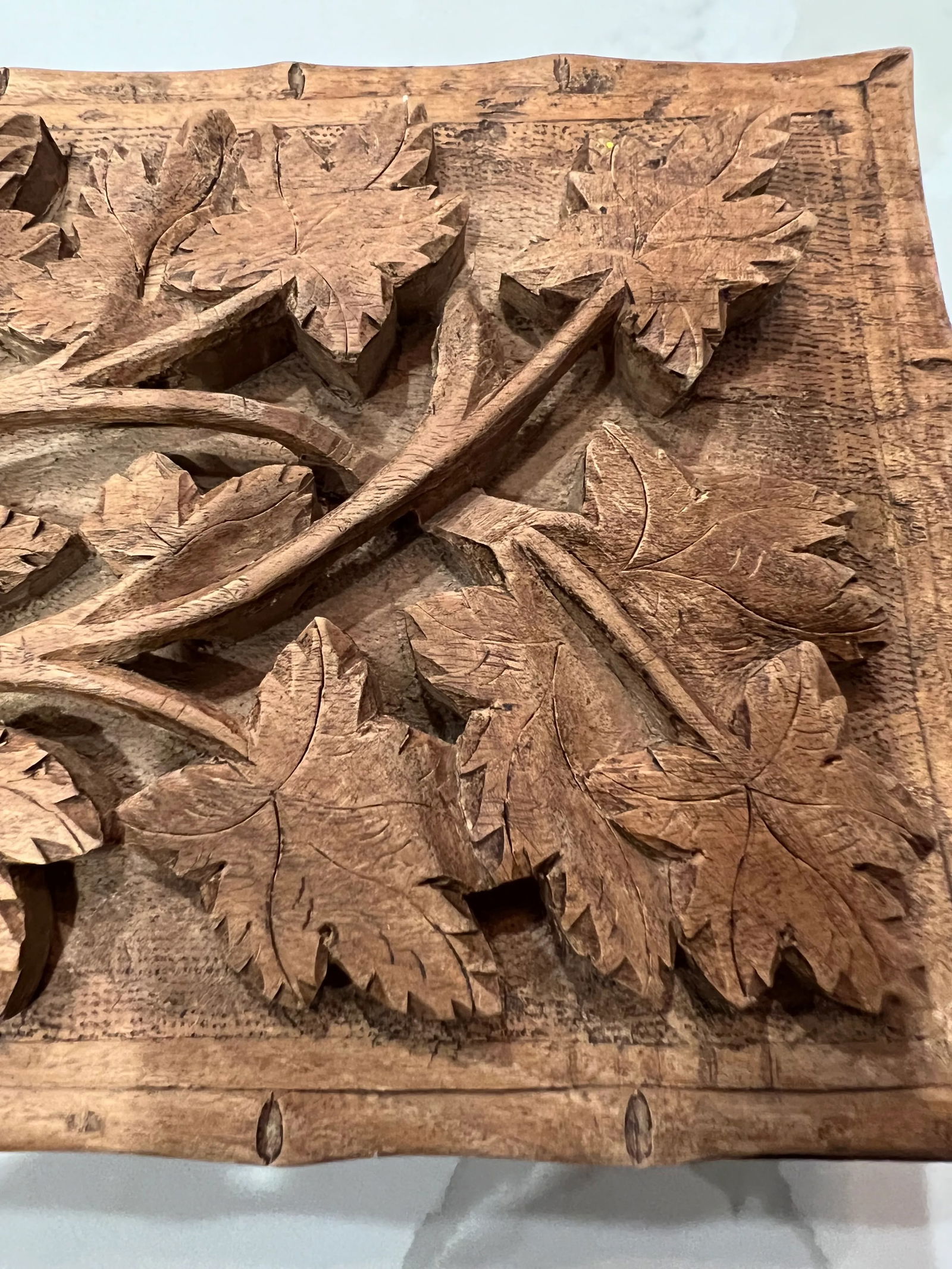 Vintage Hand Carved Walnut Box - 9