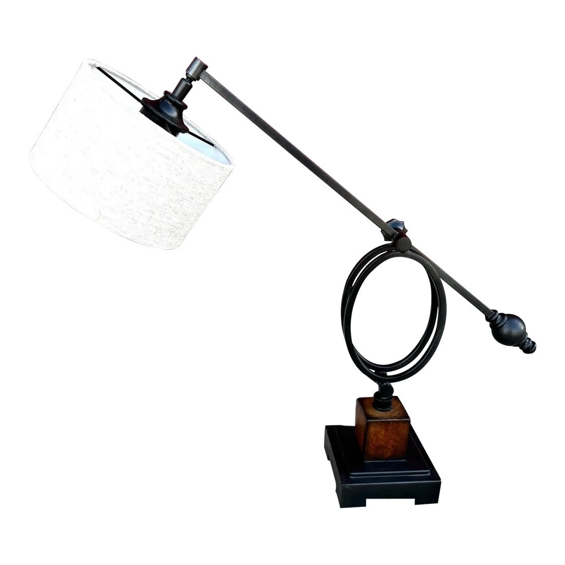 Uttermost "Henley" Boom Desk Lamp: Henley Boom Desk Lamp in Bronze with a Cream Shade. Perfect for a office or Teen room. Designed by Uttermost, this adjustable desk lamp is an inspiring upgrade for the office. Offering industrial