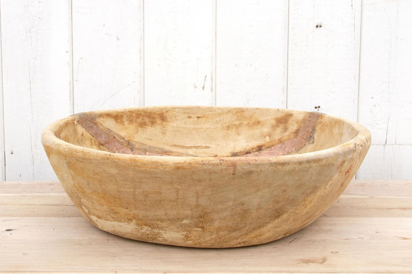 Antique French Bleached Wood Bowl - 3