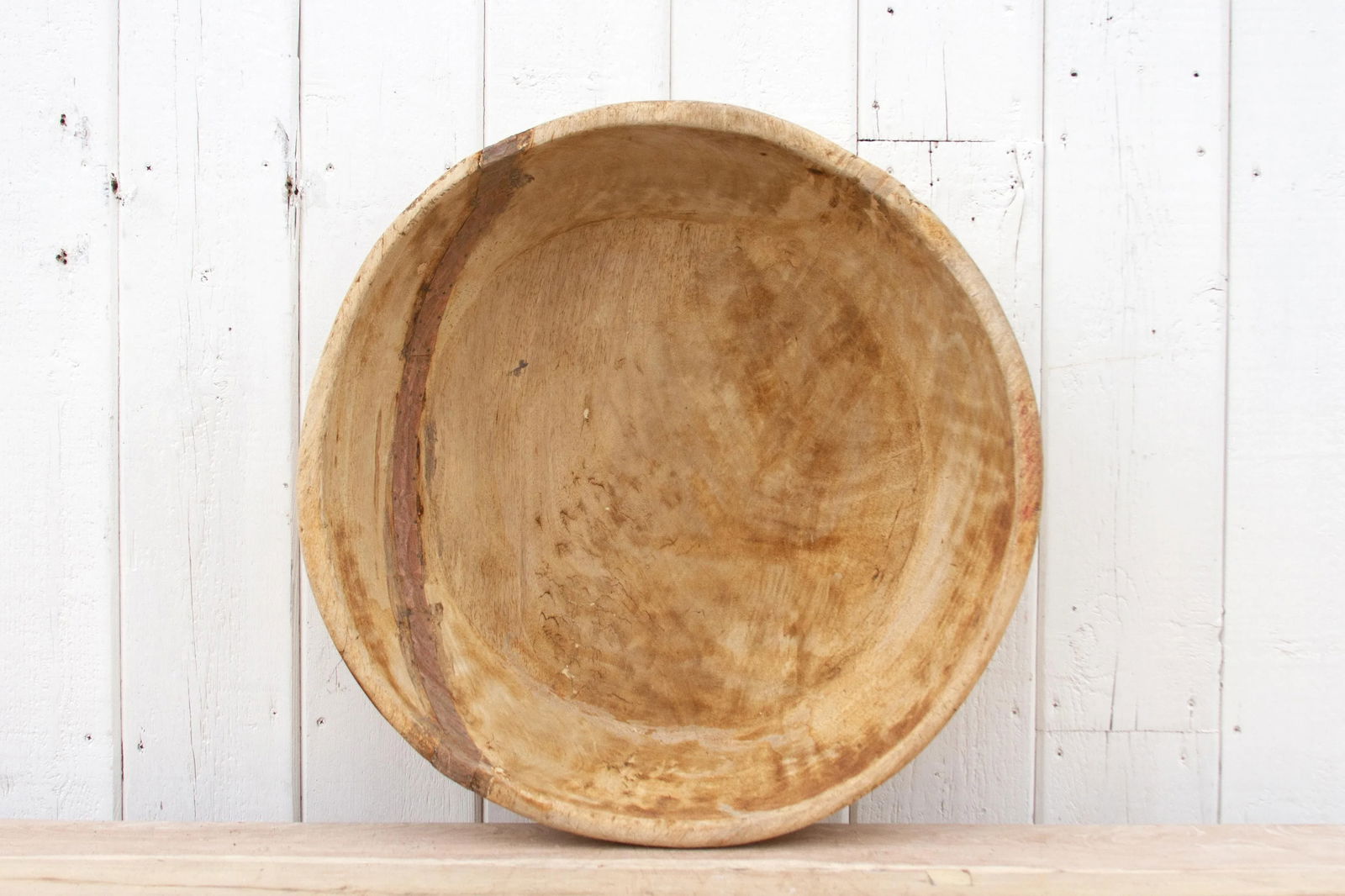 Antique French Bleached Wood Bowl - 6