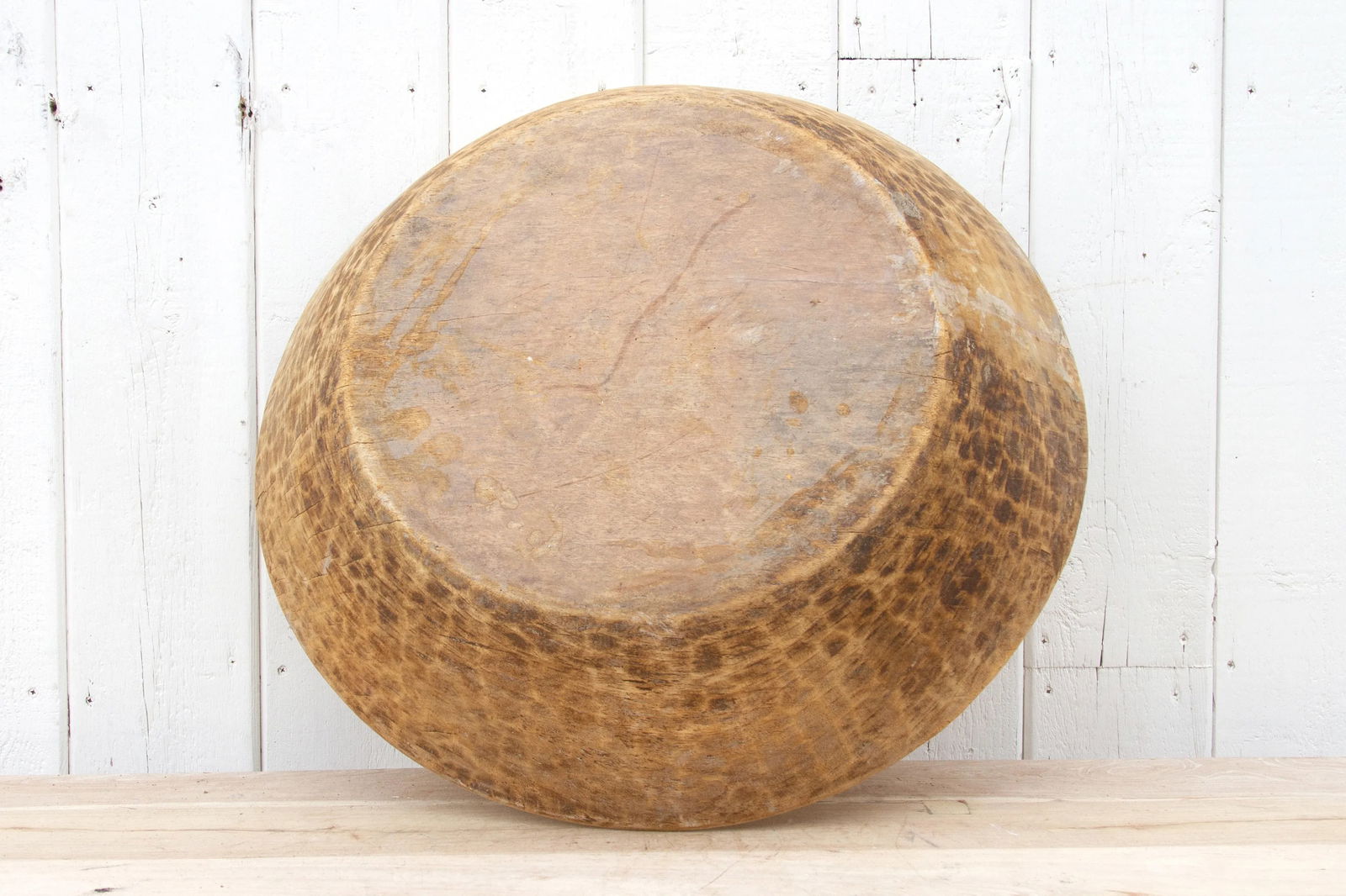 Grand French Farmhouse Bleached Wooden Bowl - 6
