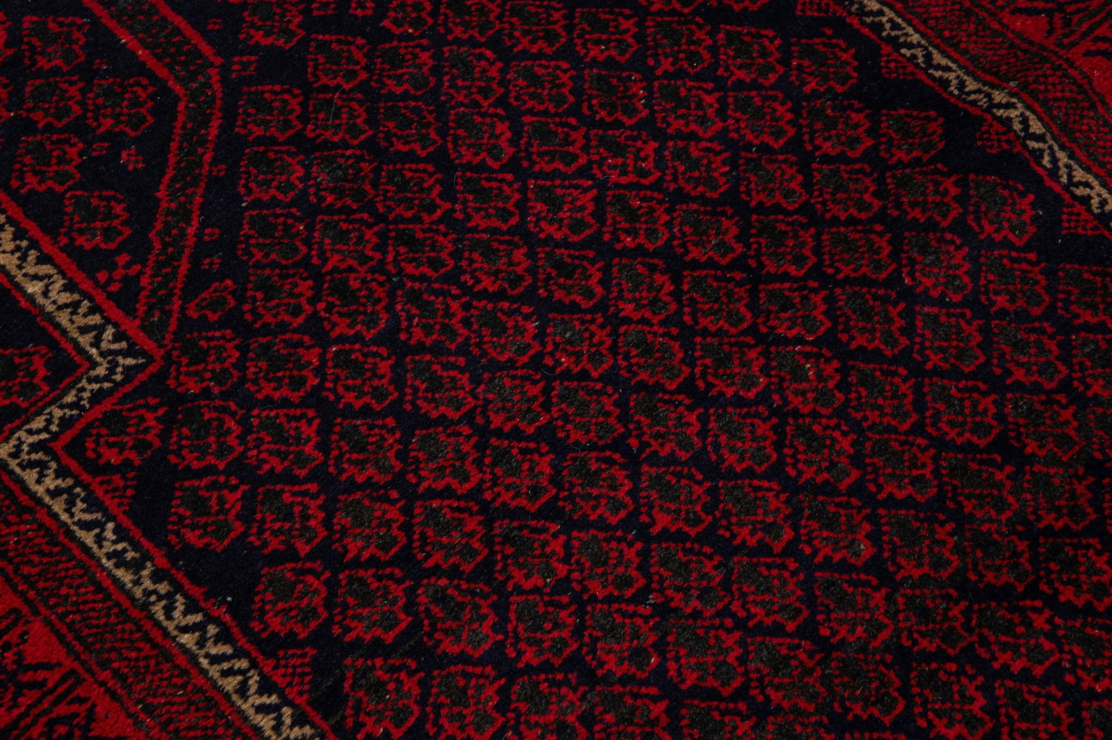 1960s Vintage Persian Balouch Handmade Red Medallion Wool Rug - 2