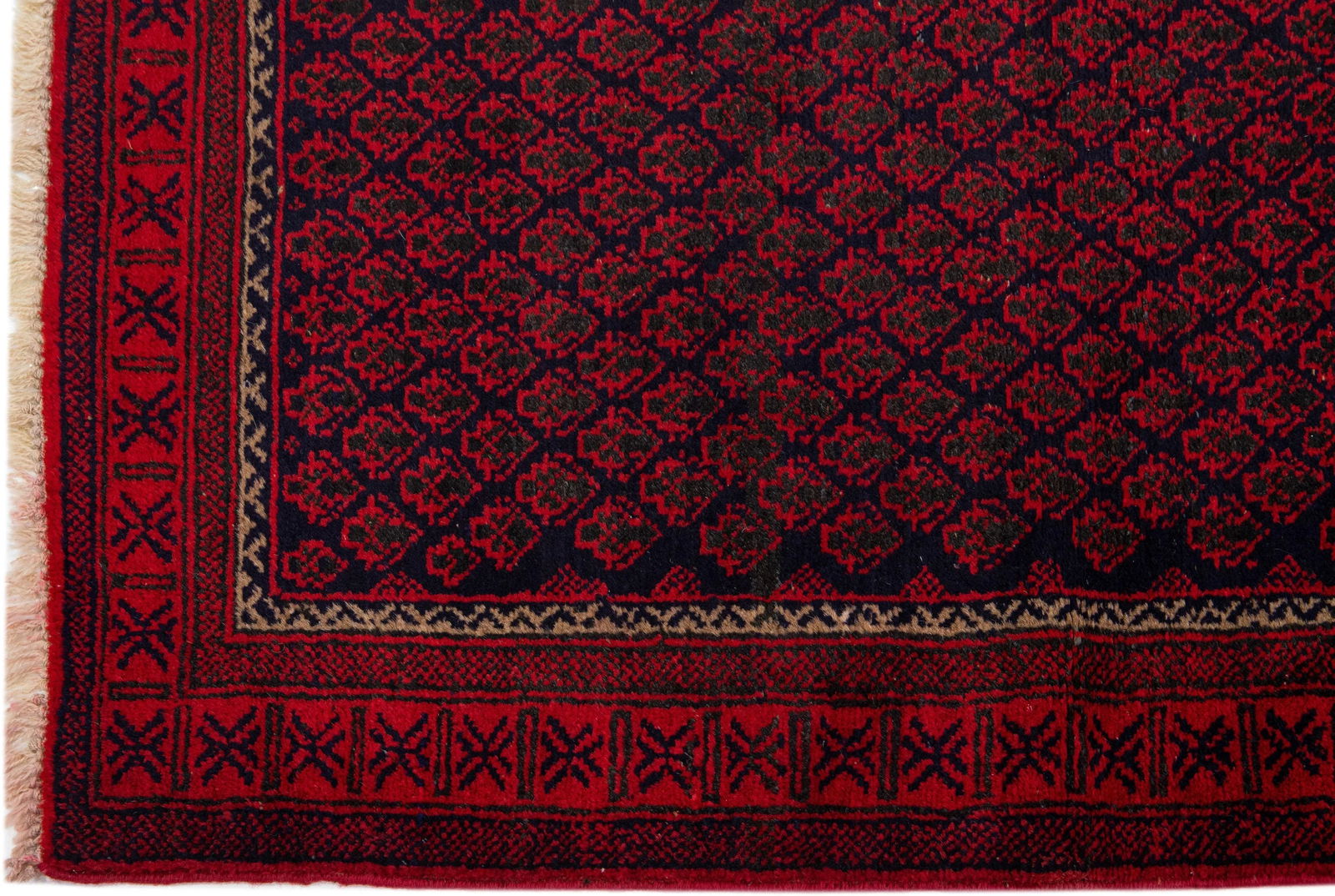 1960s Vintage Persian Balouch Handmade Red Medallion Wool Rug - 4