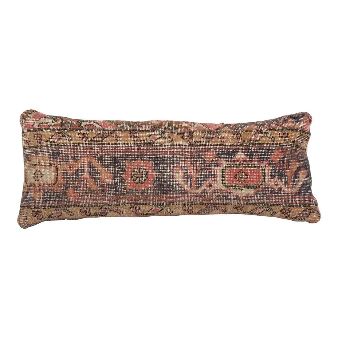 Turkish Rug Pillow Cover: Turkish Rug Pillow Cover These beautiful 11" x 28" pillow covers were made from an authentic, vintage Turkish rug handwoven in the 1960s. Bright colors of wool adorn the front of the pillow and the