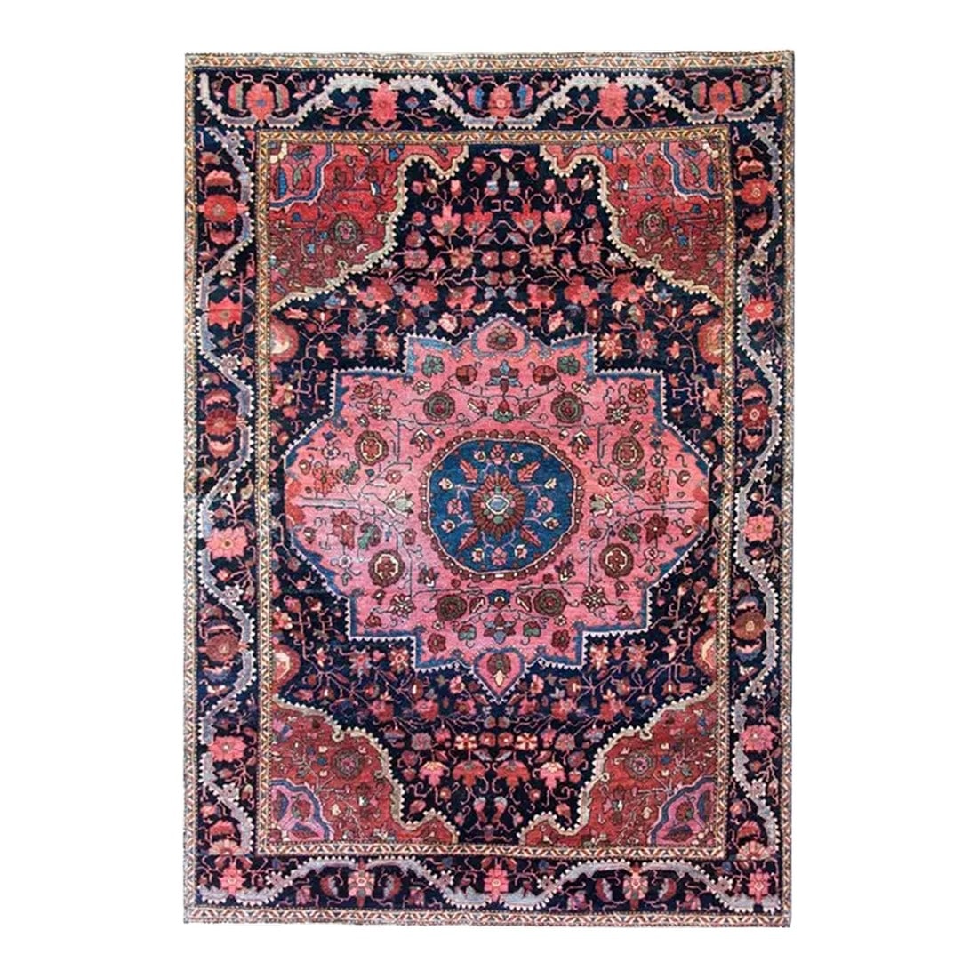 Early 20th Century Sarouk Farahan Rug: A wonderful early 20th century Persian Sarouk Farahan rug with a large central floral medallion with stylized flowers, leaves, and scrolling vines set amidst a field of more densely woven flowers and