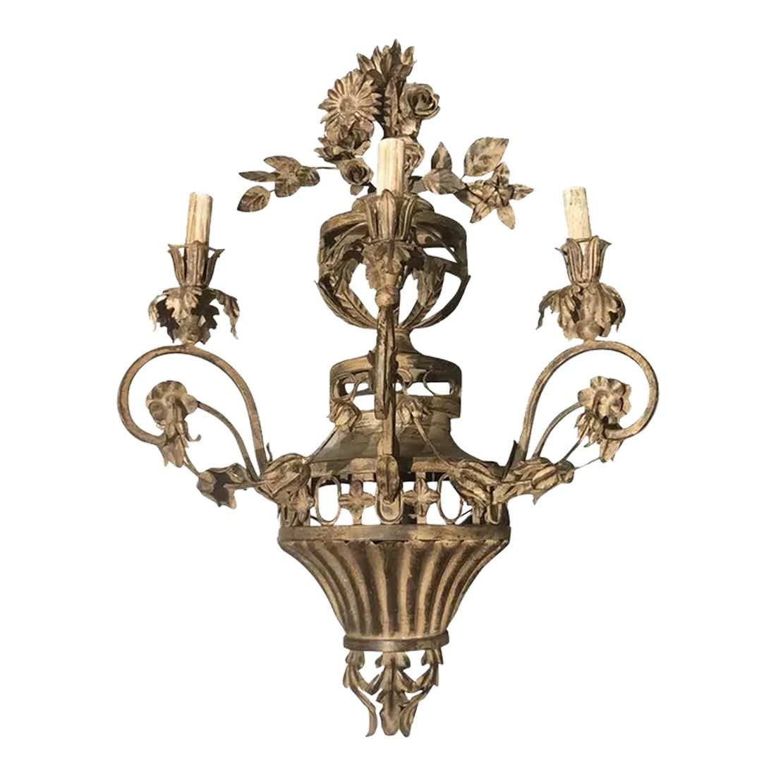 Vintage Italian Three Lights Wrought Iron Sconce (1 of 12)