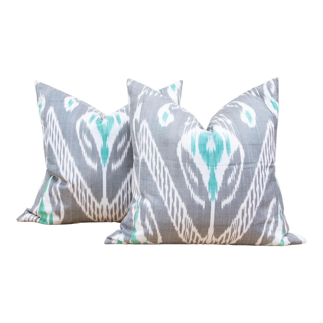 Pair of Gray Ikat Silk Pillows (1 of 7)