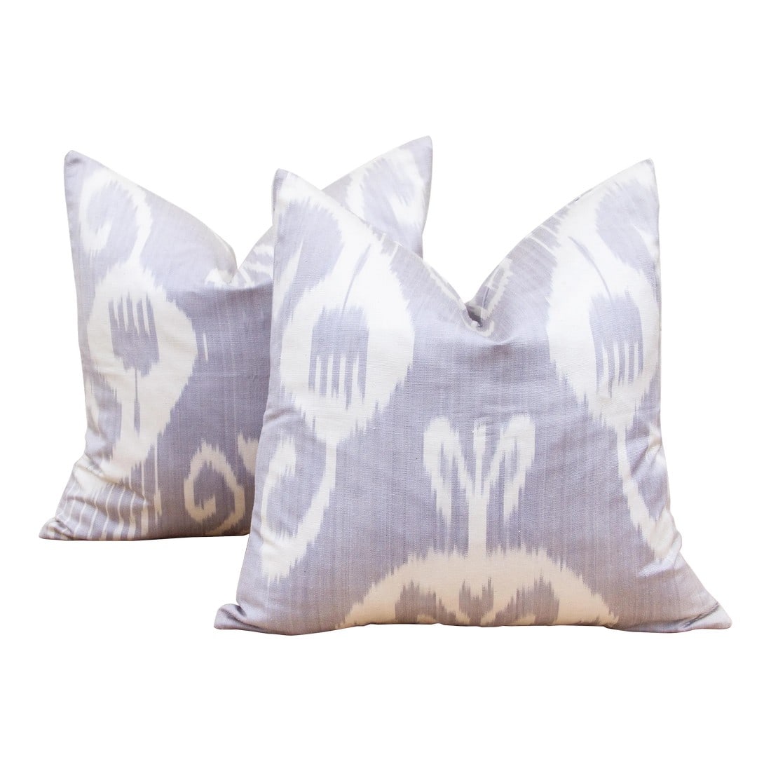 Pair of Lavender & White Ikat Silk Pillows (1 of 8)