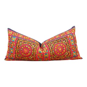 Bright Tribal Swati Embroidered Phulkari Pillow Cover