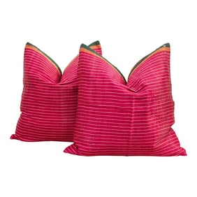 Pair of Jeni Antique Mashru Tribal Square Pillows