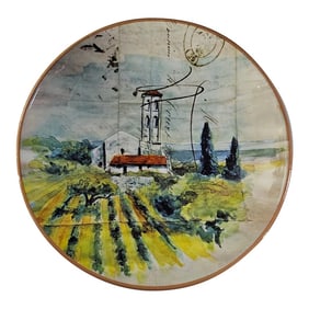 Williams Sonoma Lacaze Italian Tuscan Landscape Centerpiece Bowl, 2008, 14"