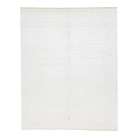 2020s Minimalist Modern Wool Rug Moroccan Style in Ivory