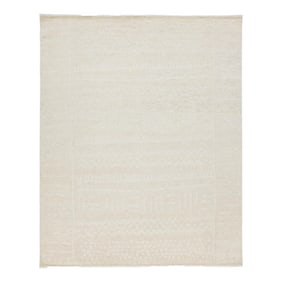 2020s Natural Beige Moroccan Style Modern Wool Rug With Tribal Motif