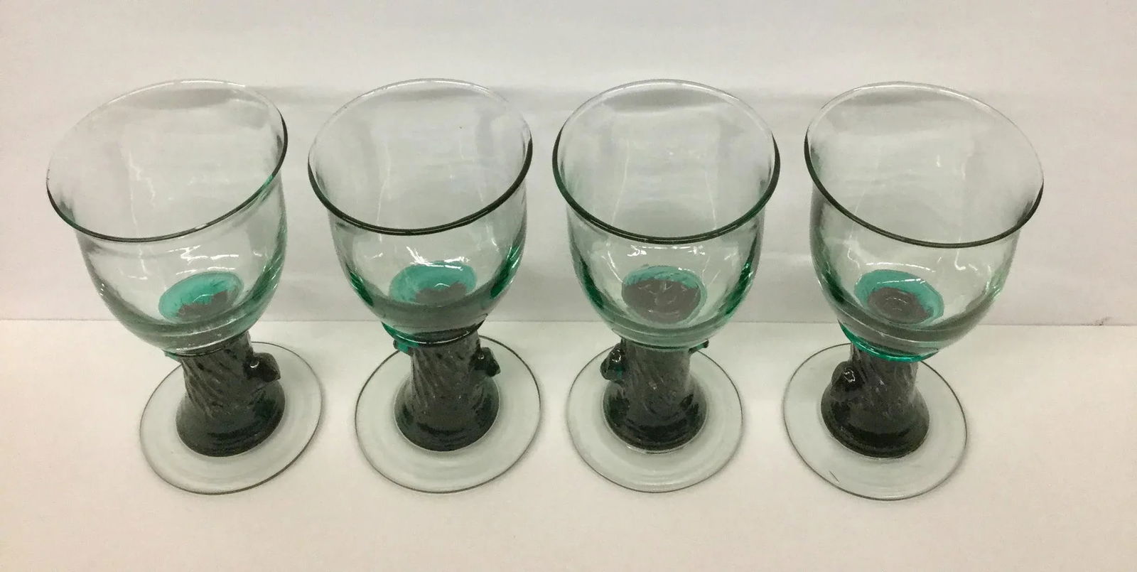 Heavy Tree Trunk Hand Blown Glass Goblets - Set of 4 - 2