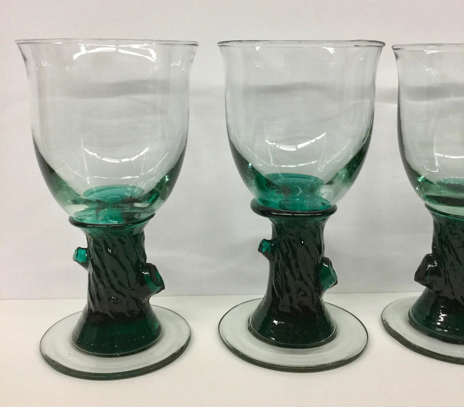 Heavy Tree Trunk Hand Blown Glass Goblets - Set of 4 - 3