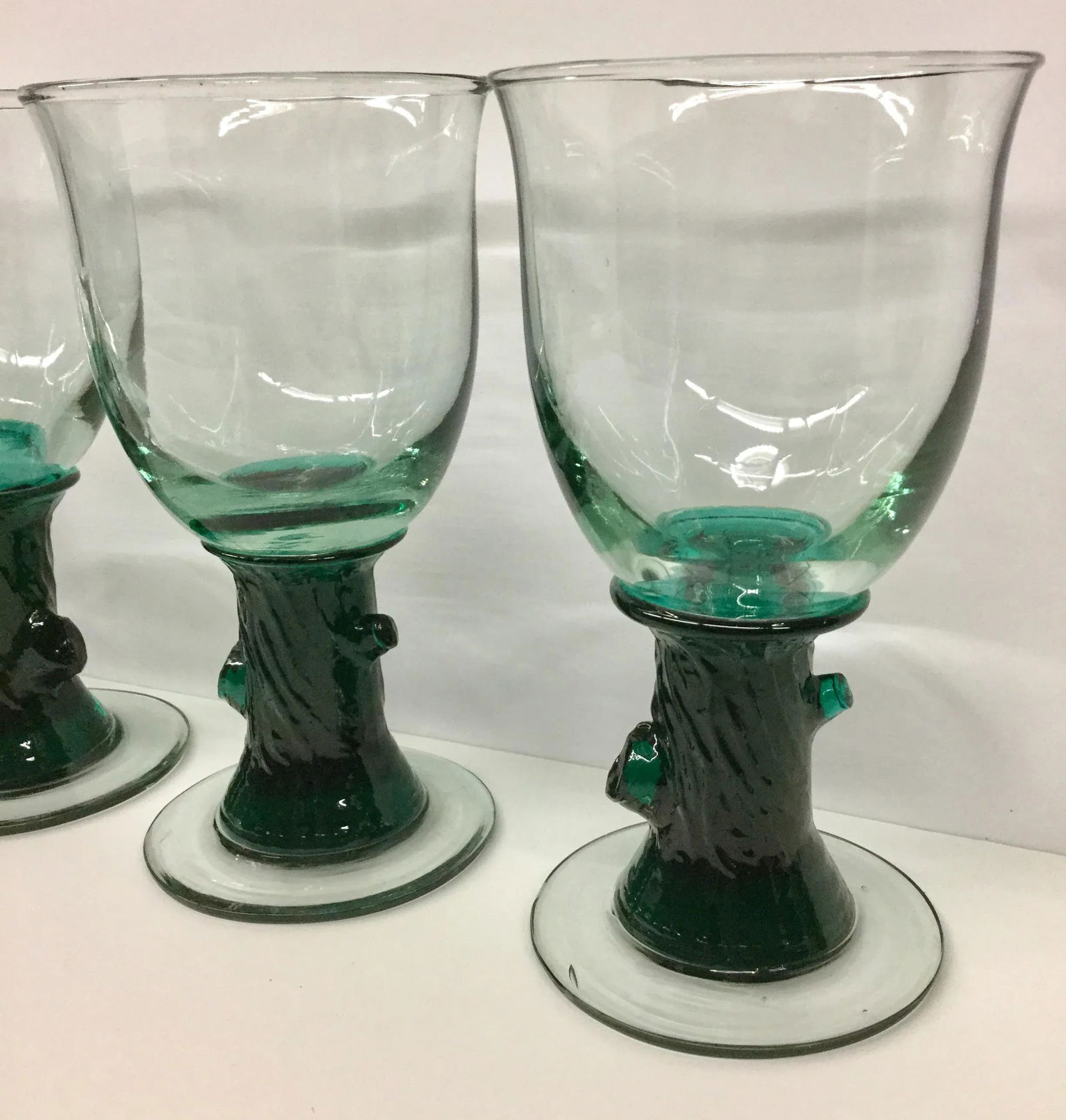 Heavy Tree Trunk Hand Blown Glass Goblets - Set of 4 - 4
