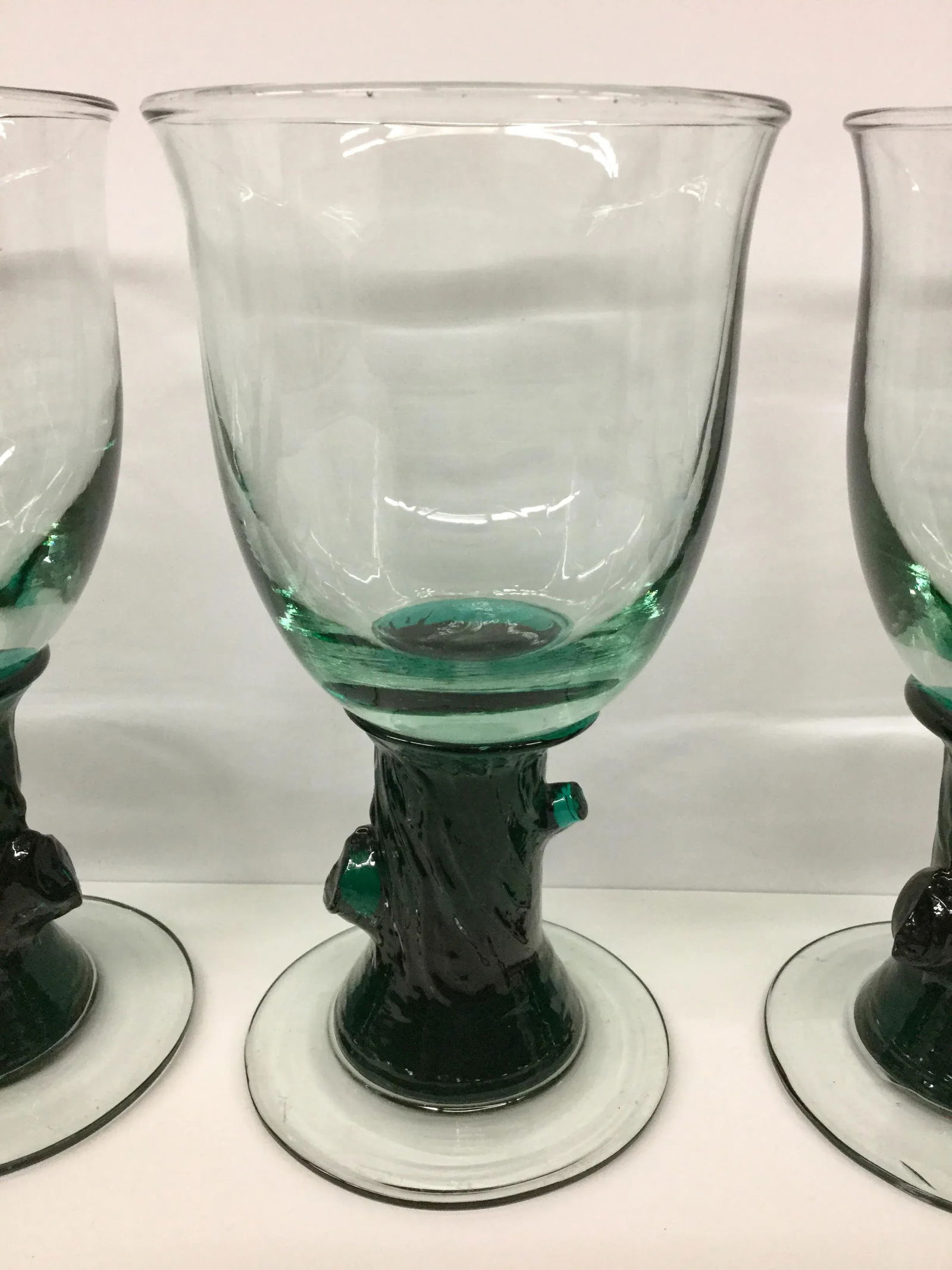 Heavy Tree Trunk Hand Blown Glass Goblets - Set of 4 - 5