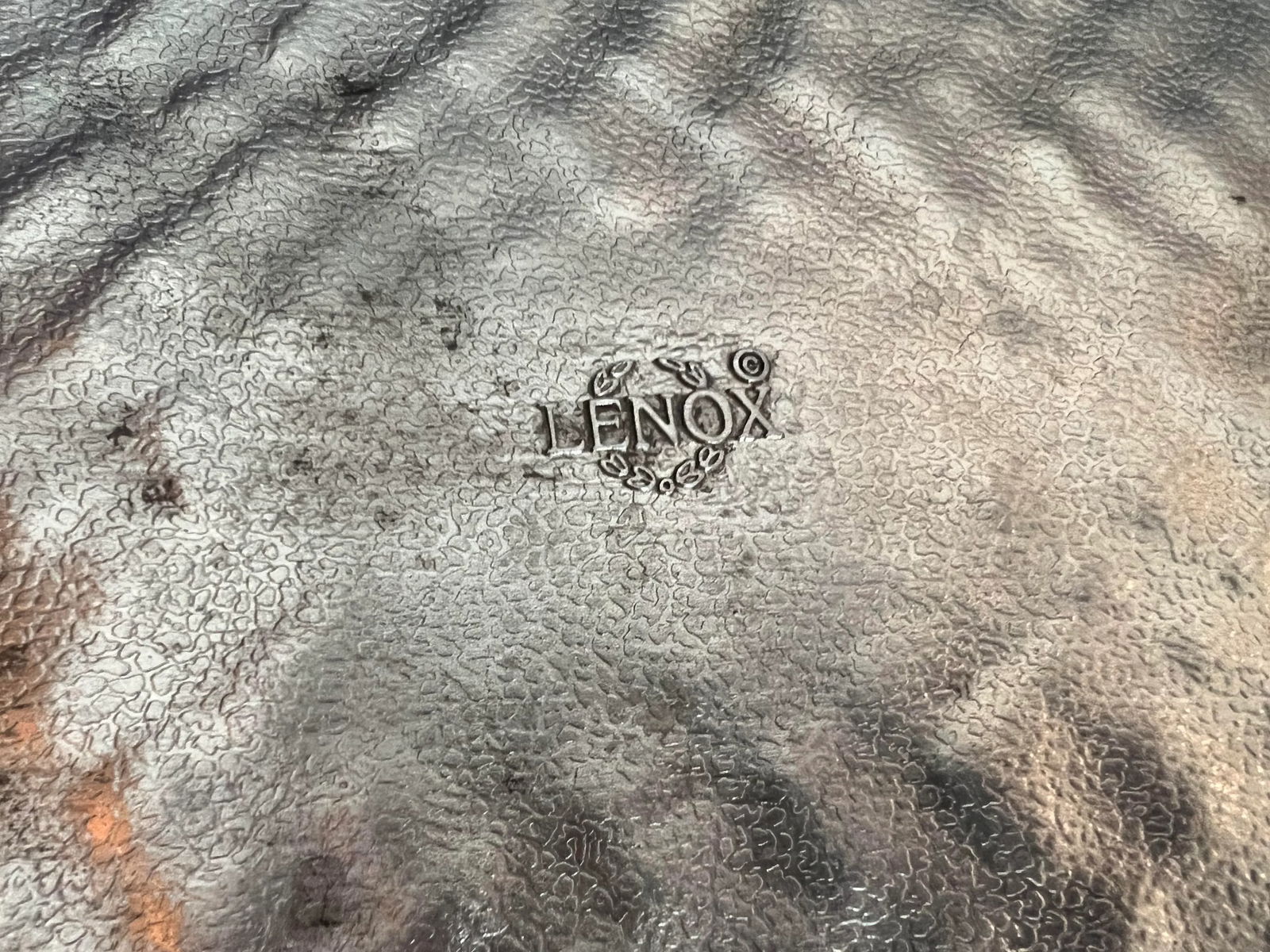 Vintage Lenox Silver Pewter Serving Tray Grape & Basket Design - 4