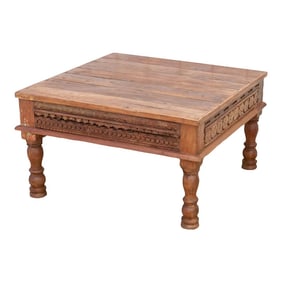 Rana Carved Square Teak Table