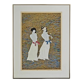 Ryusei Okamoto Double Oban Japanese Woodblock Print, Fox Spirit Women Studio Edition