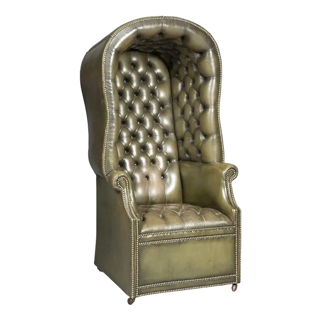 Vintage English Porter's Chair: Exceptional comfort is the hallmark of this vintage English porter's chair. Such an elegant piece for your entry way or library. Condition: Alterations: Original Condition Unaltered Imperfections:
