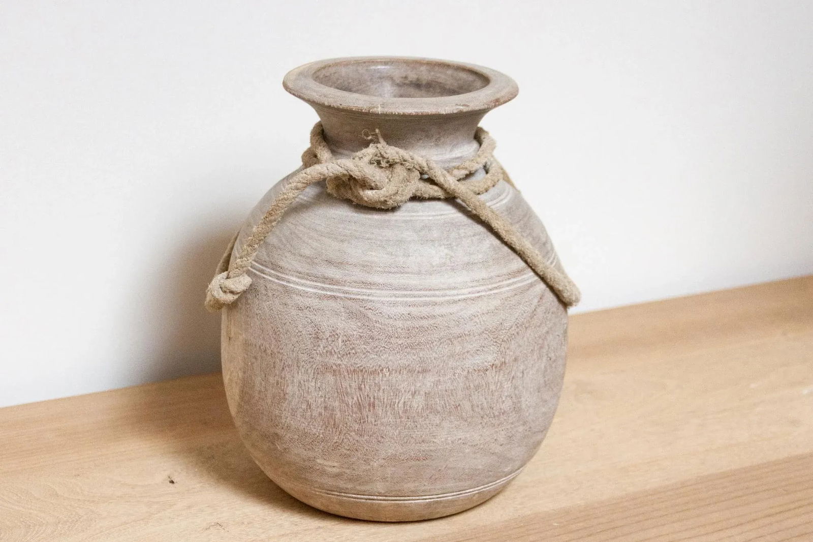 Primitive Handcarved Wooden Pot-Randk - 4