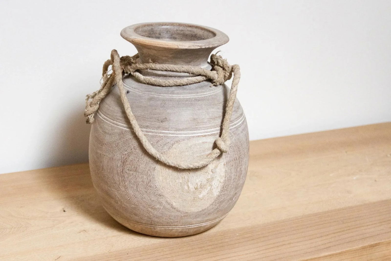 Primitive Handcarved Wooden Pot-Randk - 5