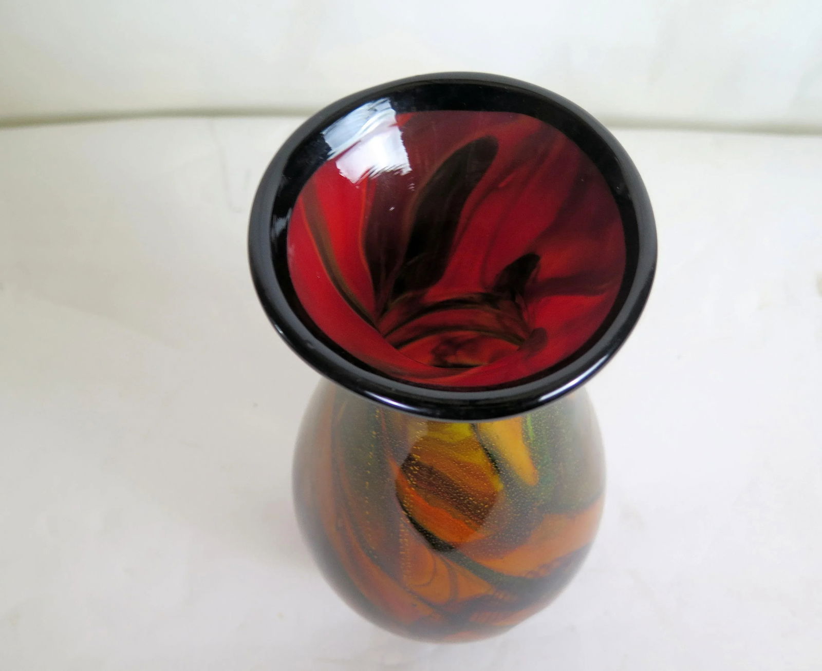 Multiple Color Hand Blown Italian Murano Style Vase - 4