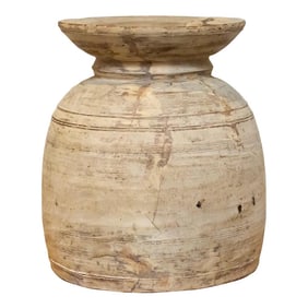 Antique Tall Bleached Teak Pot